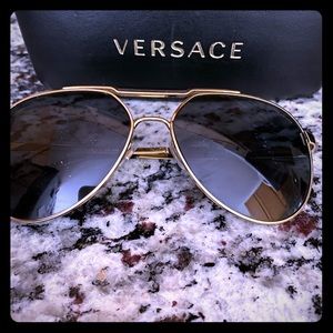 Authentic Versace Gold Aviator Sunglasses